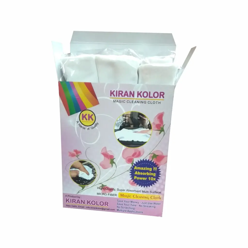 Kiran Kolor Magic Cleaning Cloth | 3 Pcs, 20x20 Inch | Cleans with water only | Reusable